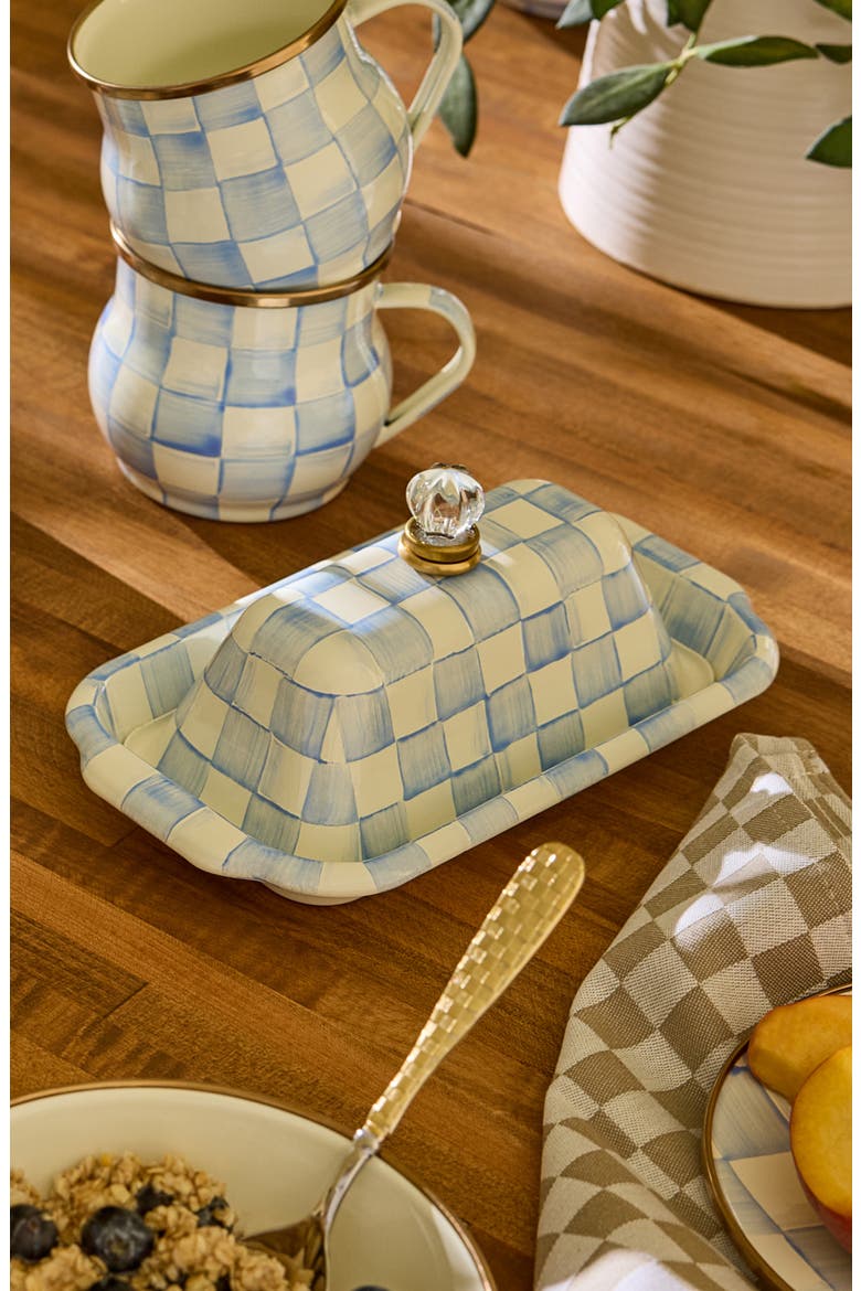 Sky Check Enameled Steel Butter Box, Alternate, color, SKY CHECK