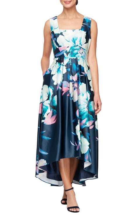 Floral High-Low Cocktail Dress