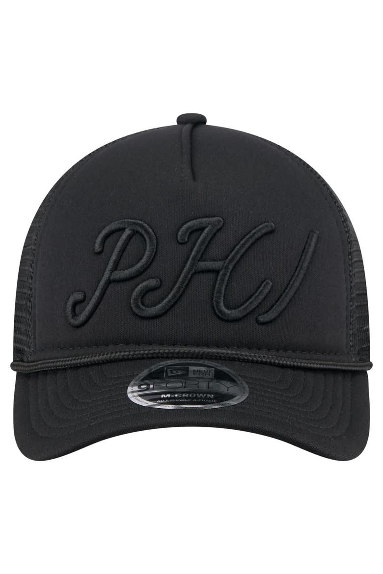 Men's New Era Black Philadelphia Phillies City Initial 9FORTY A-Frame M-Crown Adjustable Trucker Hat, Alternate, color, Black