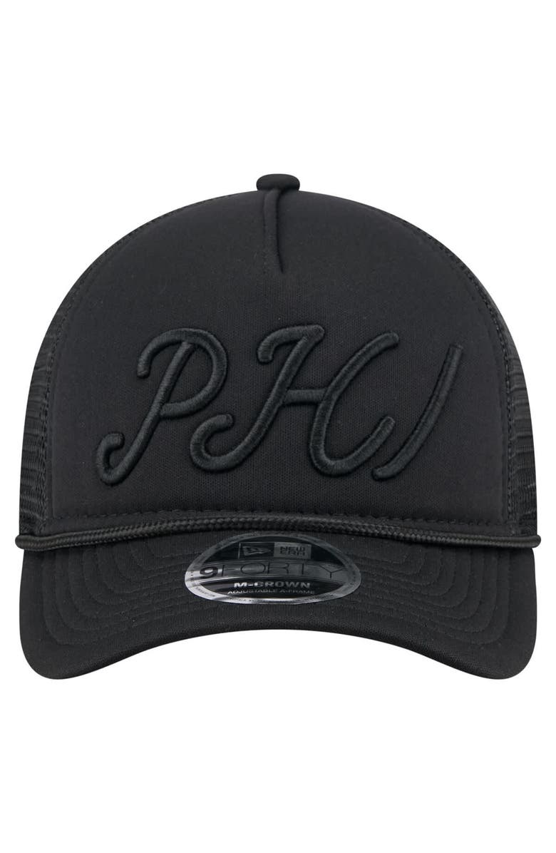 New Era Men's New Era Black Philadelphia Phillies City Initial 9FORTY A-Frame M-Crown Adjustable Trucker Hat, Alternate, color, Black