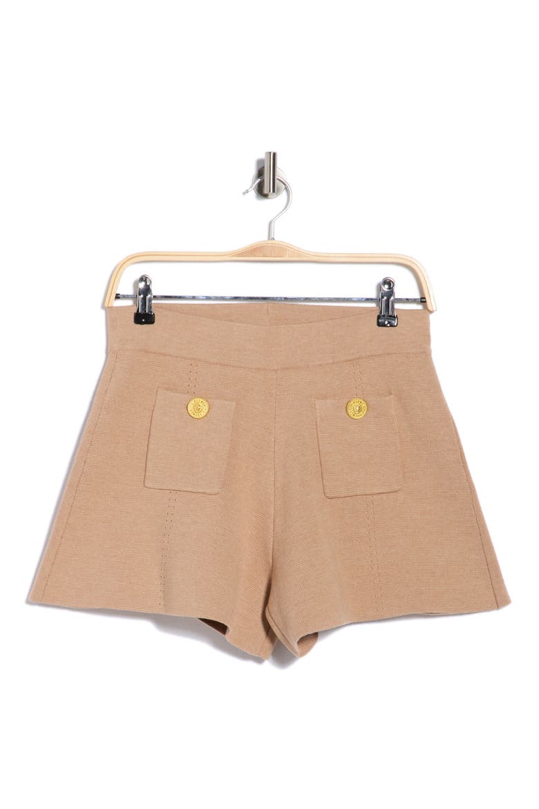 Lottie Knit Shorts, Alternate, color, DARK CAPPUCCINO/ GOLD