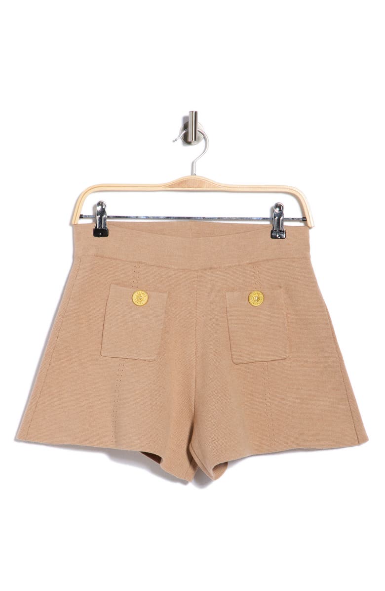 L'AGENCE Lottie Knit Shorts, Alternate, color, Dark Cappuccino/ Gold