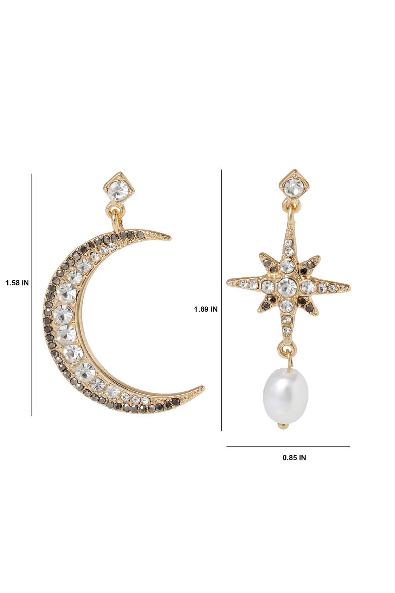 Mismatch Moon & Star Drop Earring, Alternate, color, Gold