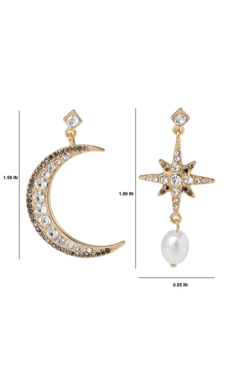 BCBGeneration Mismatch Moon & Star Drop Earring, Alternate, color, Gold