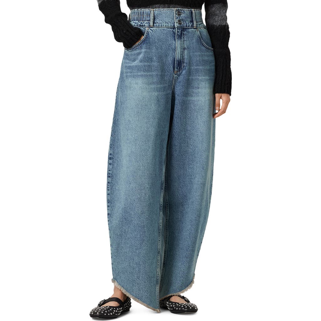 Allsaints Taylor Fray High Rise Barrel Jeans In Light Indigo In Blue