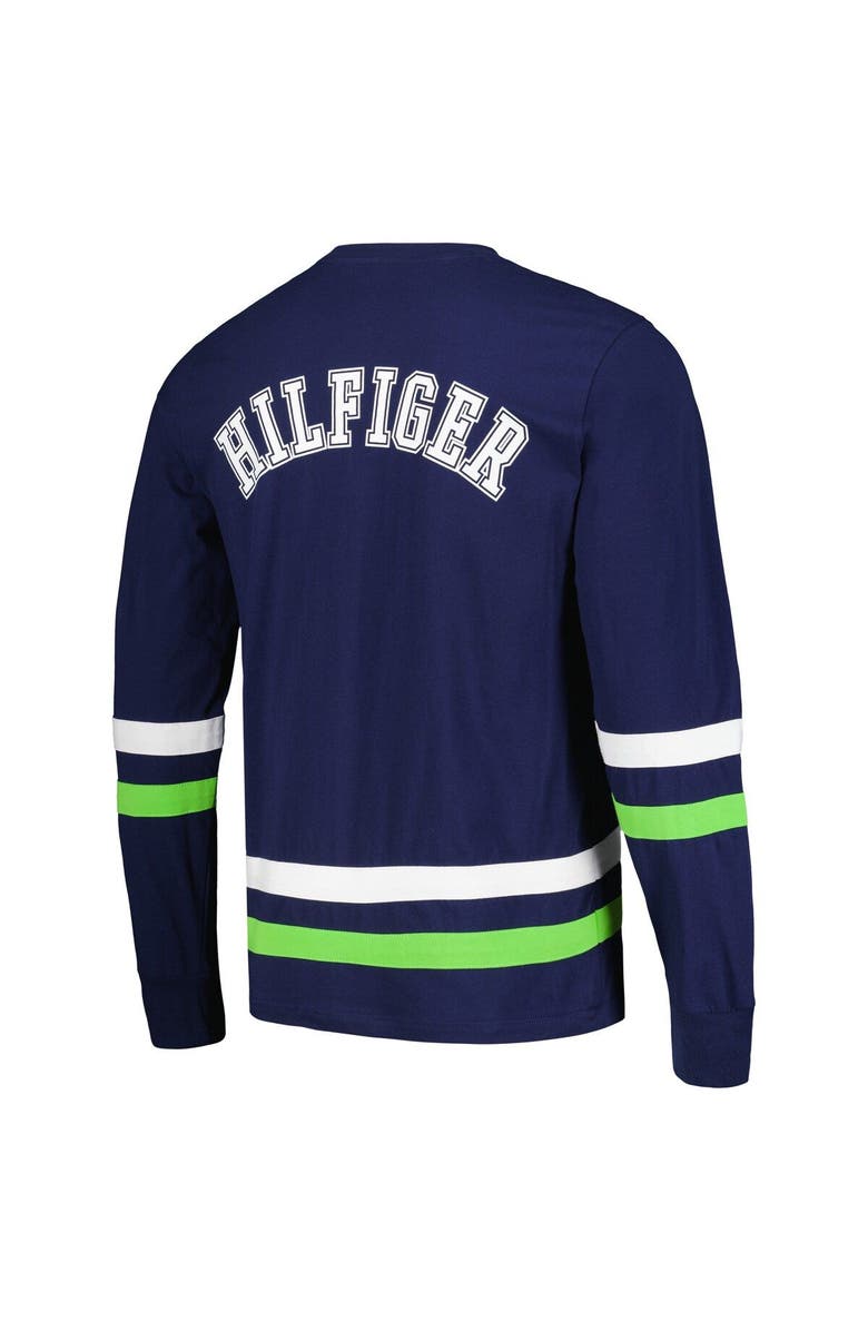 Tommy Hilfiger Men's Tommy Hilfiger College Navy/Neon Green Seattle Seahawks Nolan Long Sleeve T-Shirt, Alternate, color, Navy