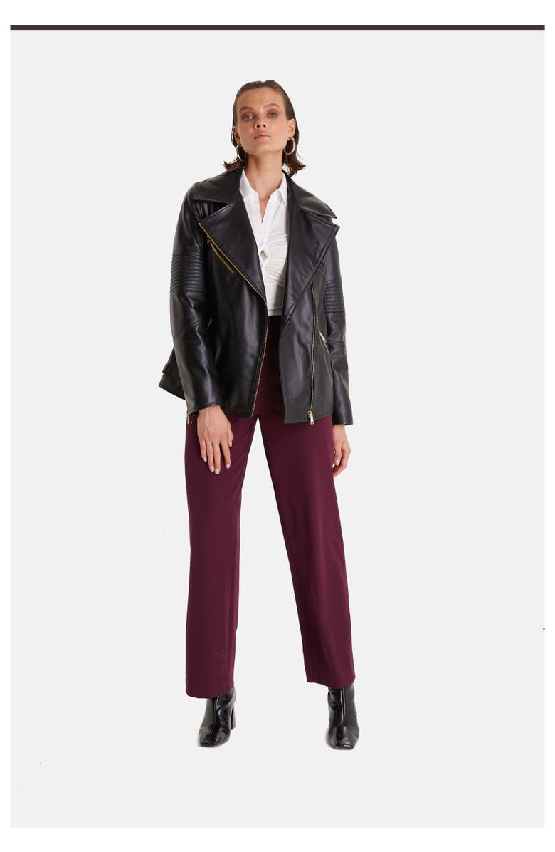 Furniq UK Nicole Leather Jacket, Alternate, color, Black