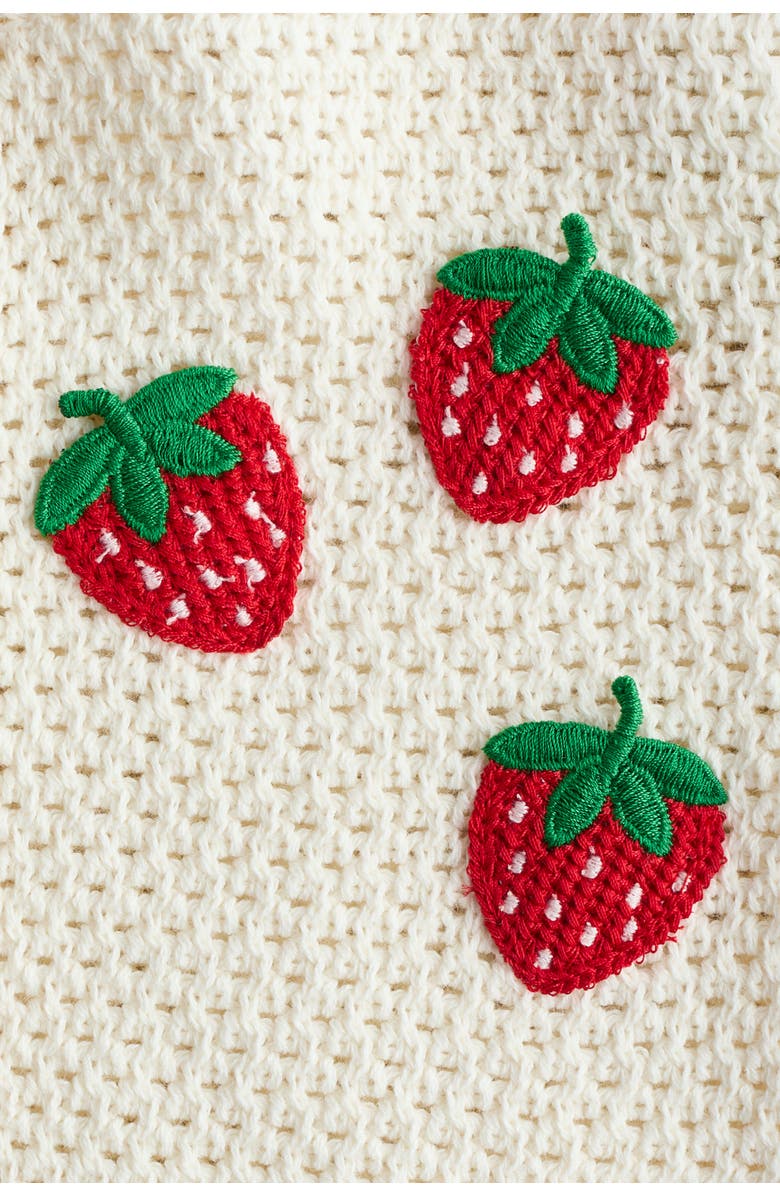 H&M Embroidered open-knit cardigan, Alternate, color, Cream/Strawberries