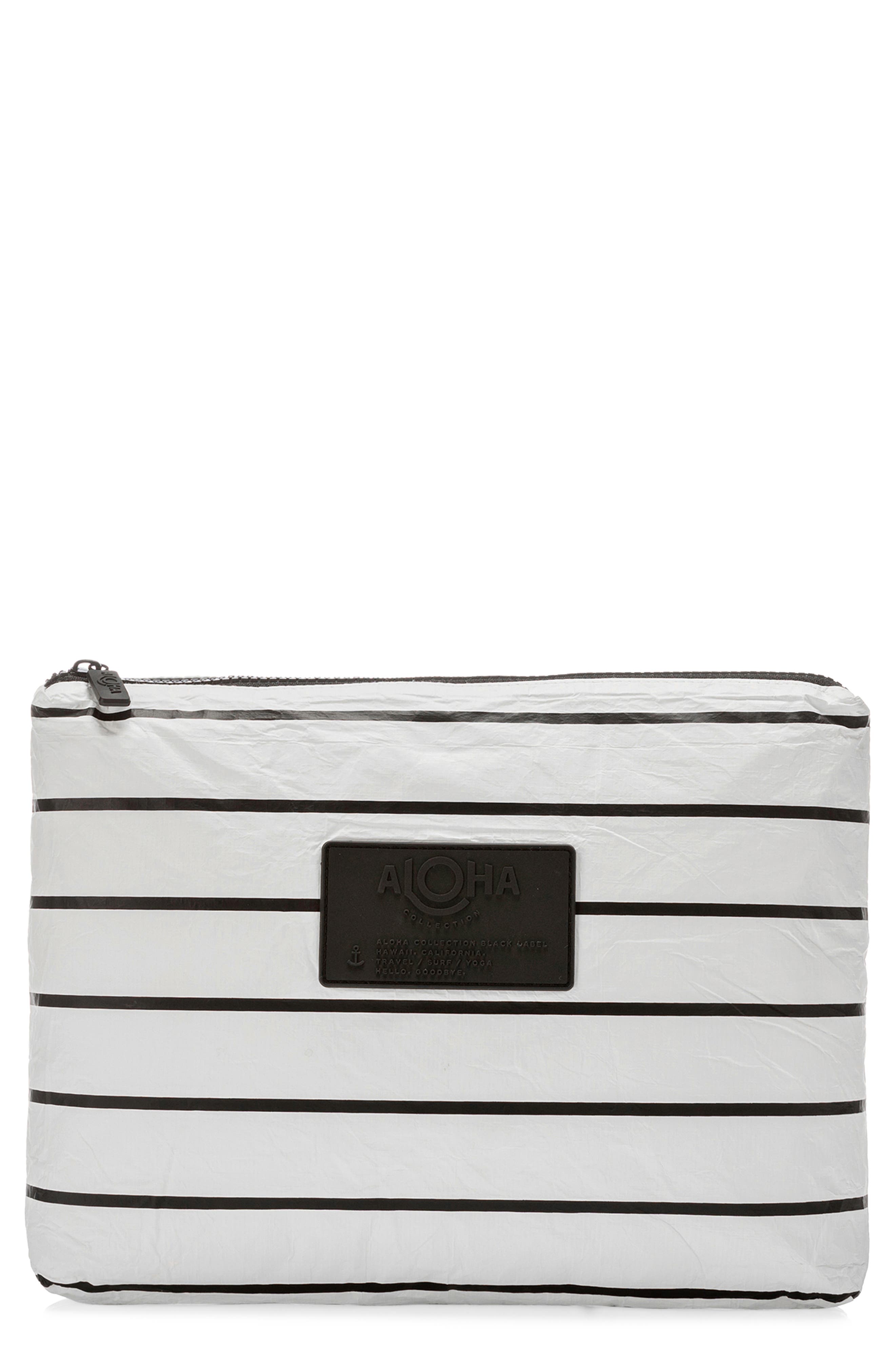 Aloha Collection Medium Water Resistant Tyvek<sup>®</sup> Zip Pouch, Main, color, Black On White