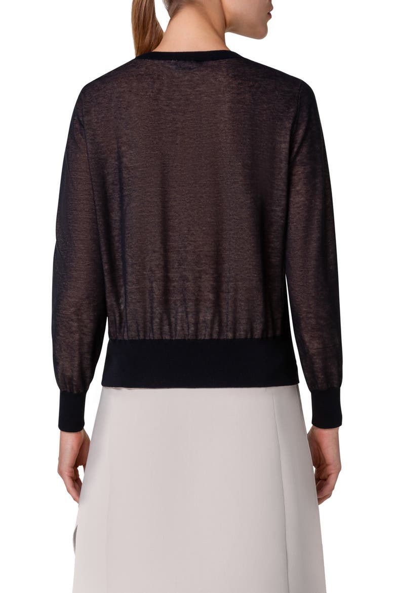 Poppy Appliqué Cotton Blend Crewneck Sweater, Alternate, color, BLACK
