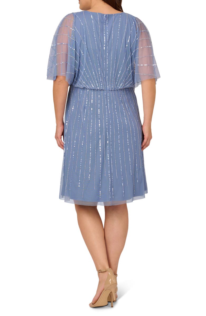 Adrianna Papell Sequin Wrap Front Dress, Alternate, color, French Blue