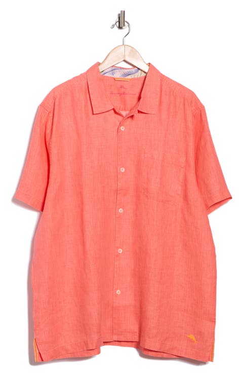 Sea Glass Short Sleeve Button-Up Linen Camp Shirt