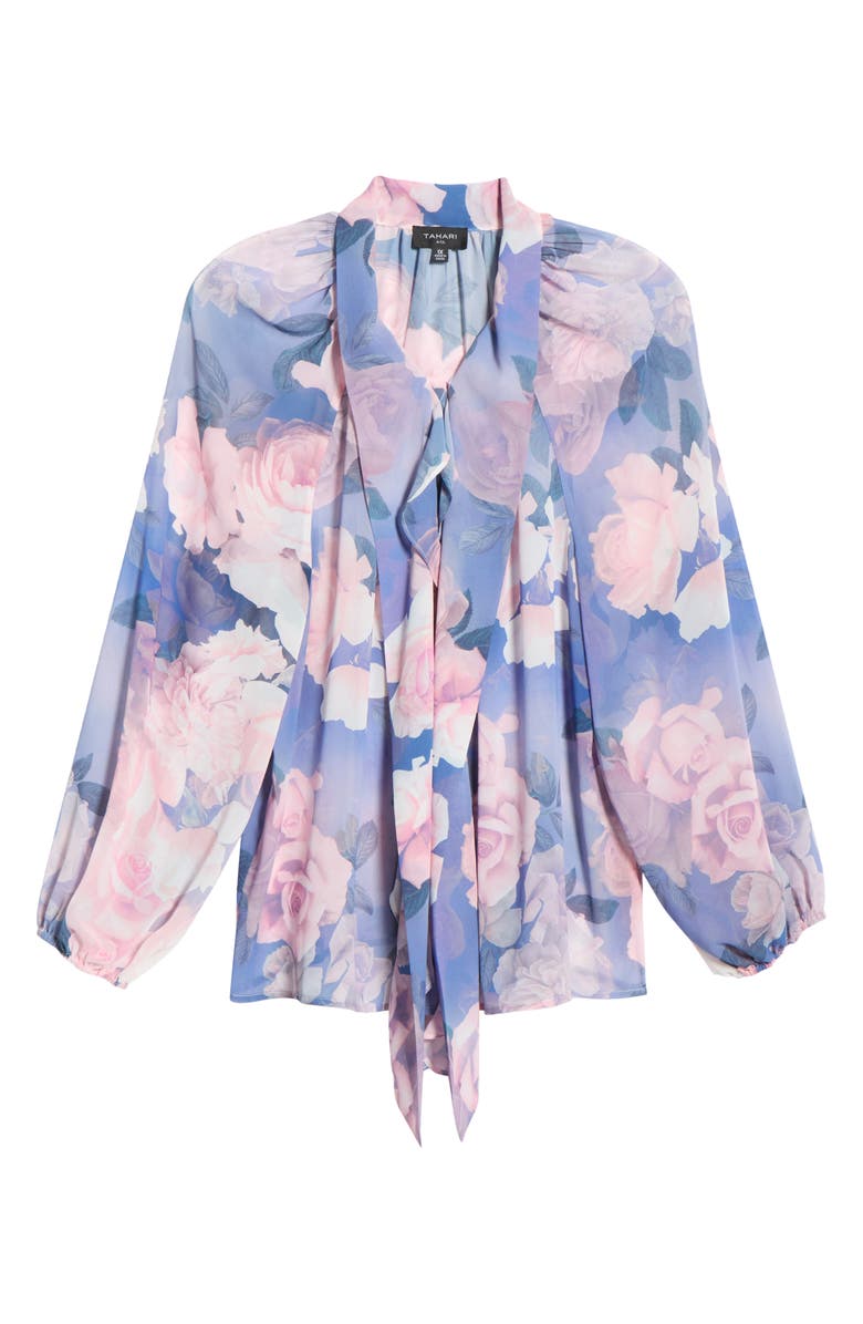 Tahari ASL Printed Ruffle Top, Main, color,