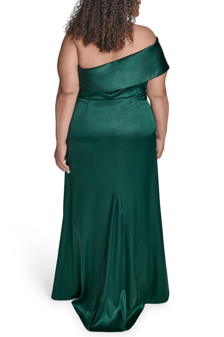 One-Shoulder Ruched Gown, Alternate, color, HUNTER