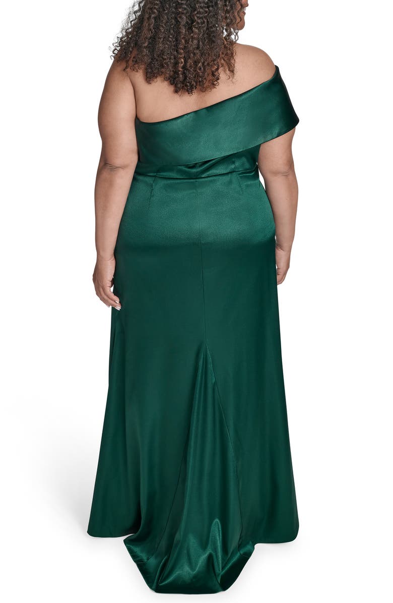 Eliza J One-Shoulder Ruched Gown, Alternate, color, Hunter