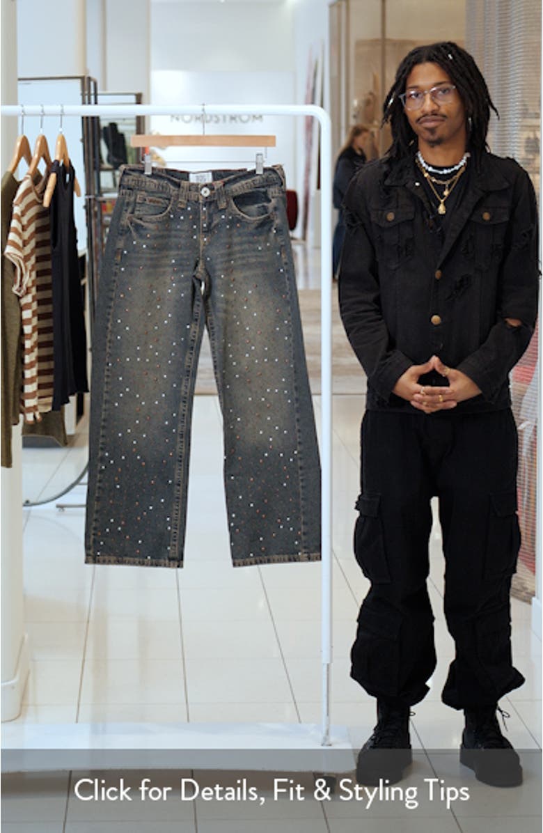 Kayla Studded Low Rise Wide Leg Jeans, sales video thumbnail