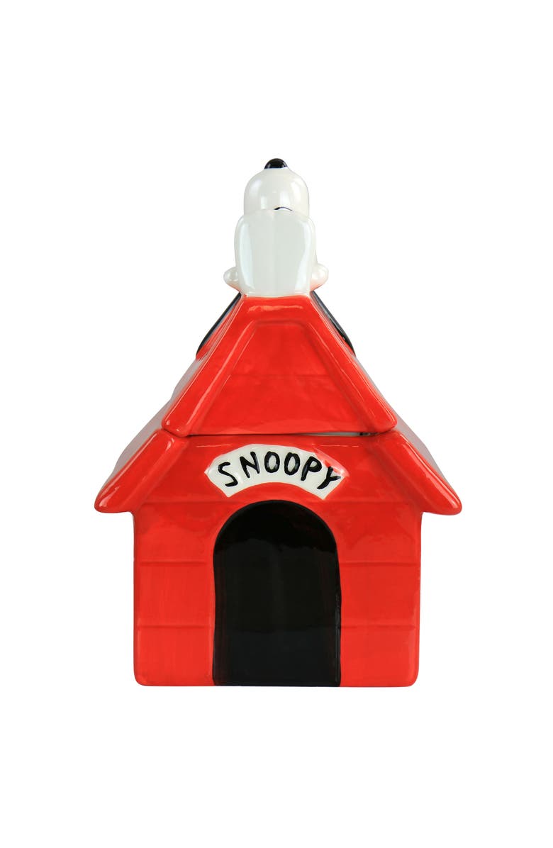 Gibson Classic Snoopy Dog House Durastone 11.2in Cooke Jar, Alternate, color, Red