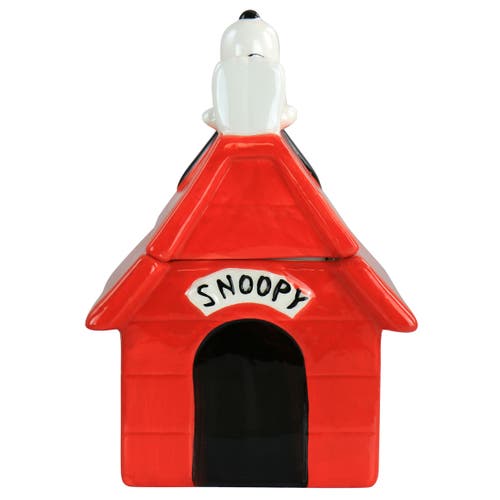 Gibson Classic Snoopy Dog House Durastone 11.2in Cooke Jar In Red