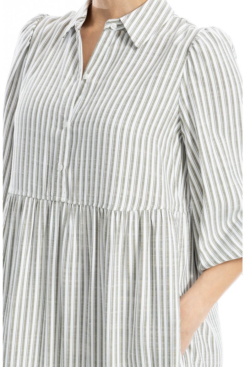 Stripe Tiered Maxi Shirtdress, Alternate, color, IVORY/ OLIVE CONTRAST STRIPE