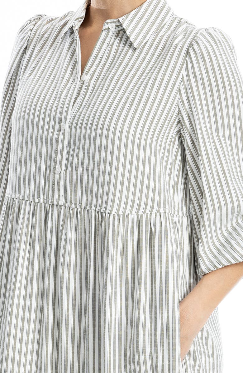 MAX STUDIO Stripe Tiered Maxi Shirtdress, Alternate, color, Ivory/ Olive Contrast Stripe