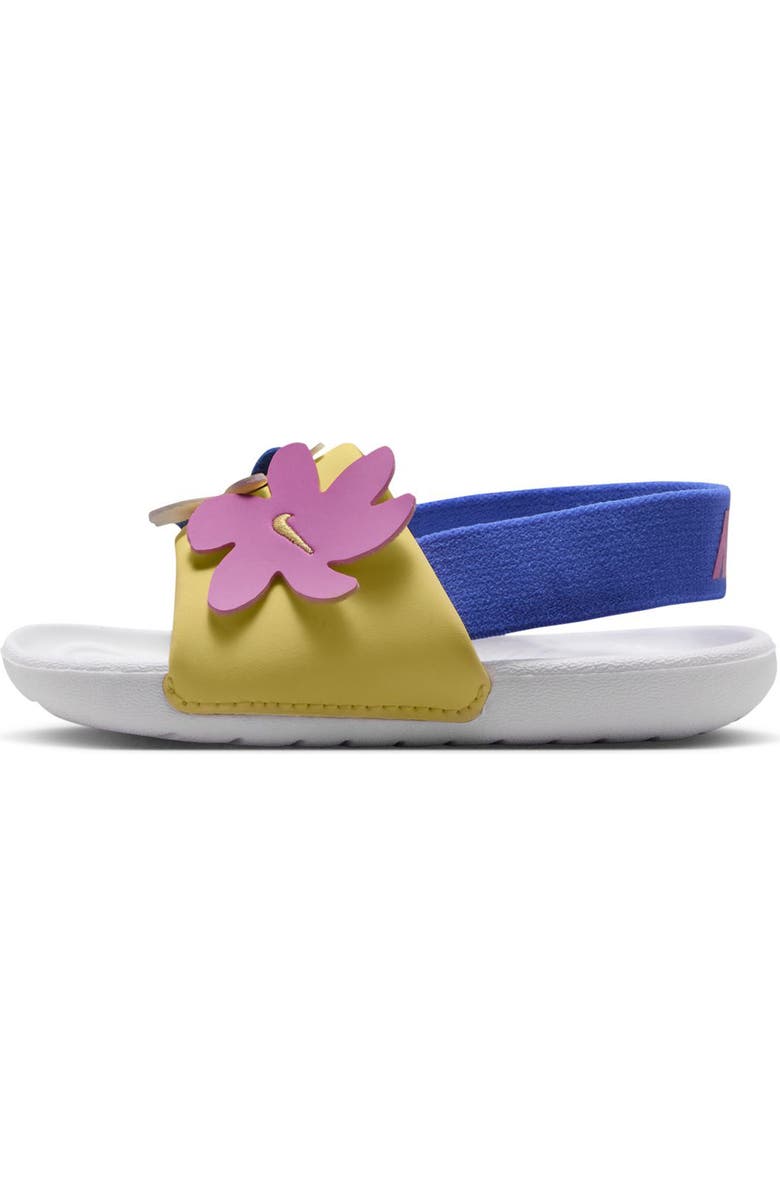 Nike Kids' Kawa Slingback Slide, Main, color, White/ Soft Yellow/ Sapphire
