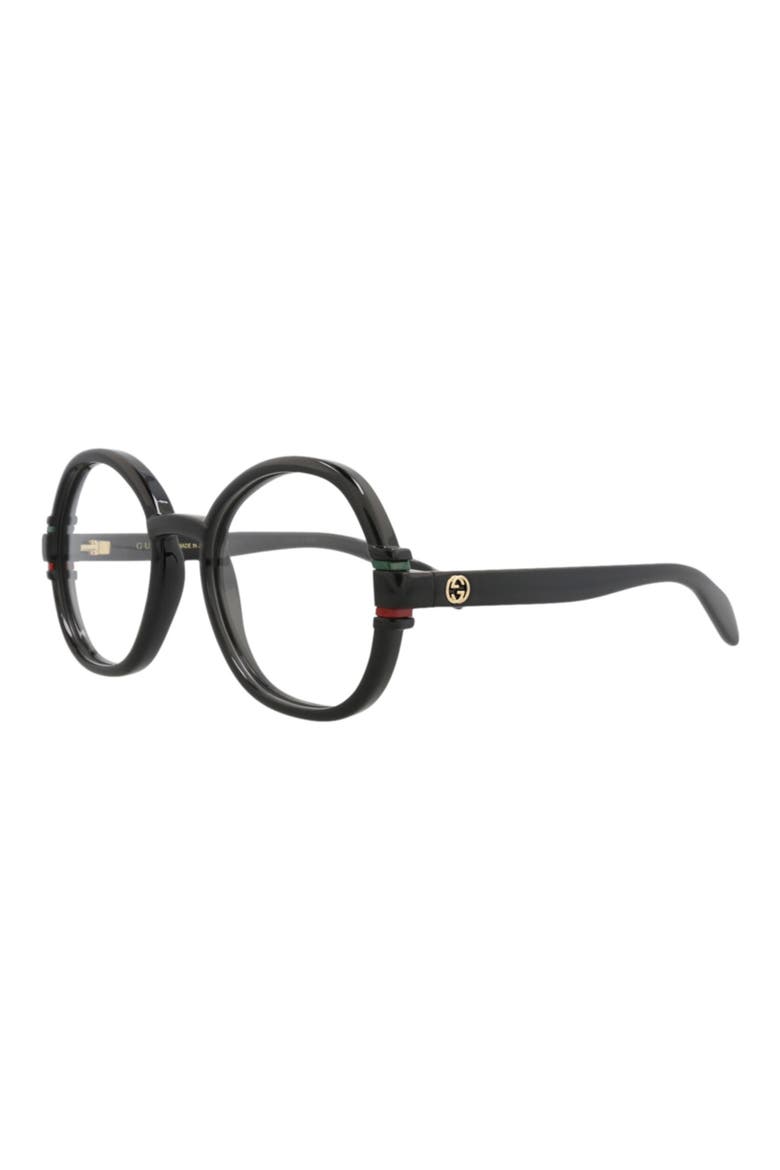 54mm Round Optical Glasses, Alternate, color, BLACK BLACK TRANSPARENT