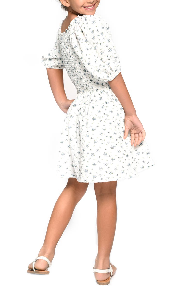 Hannah Banana Truly Me Kids' Smocked Puff Sleeve Dress, Alternate, color, 