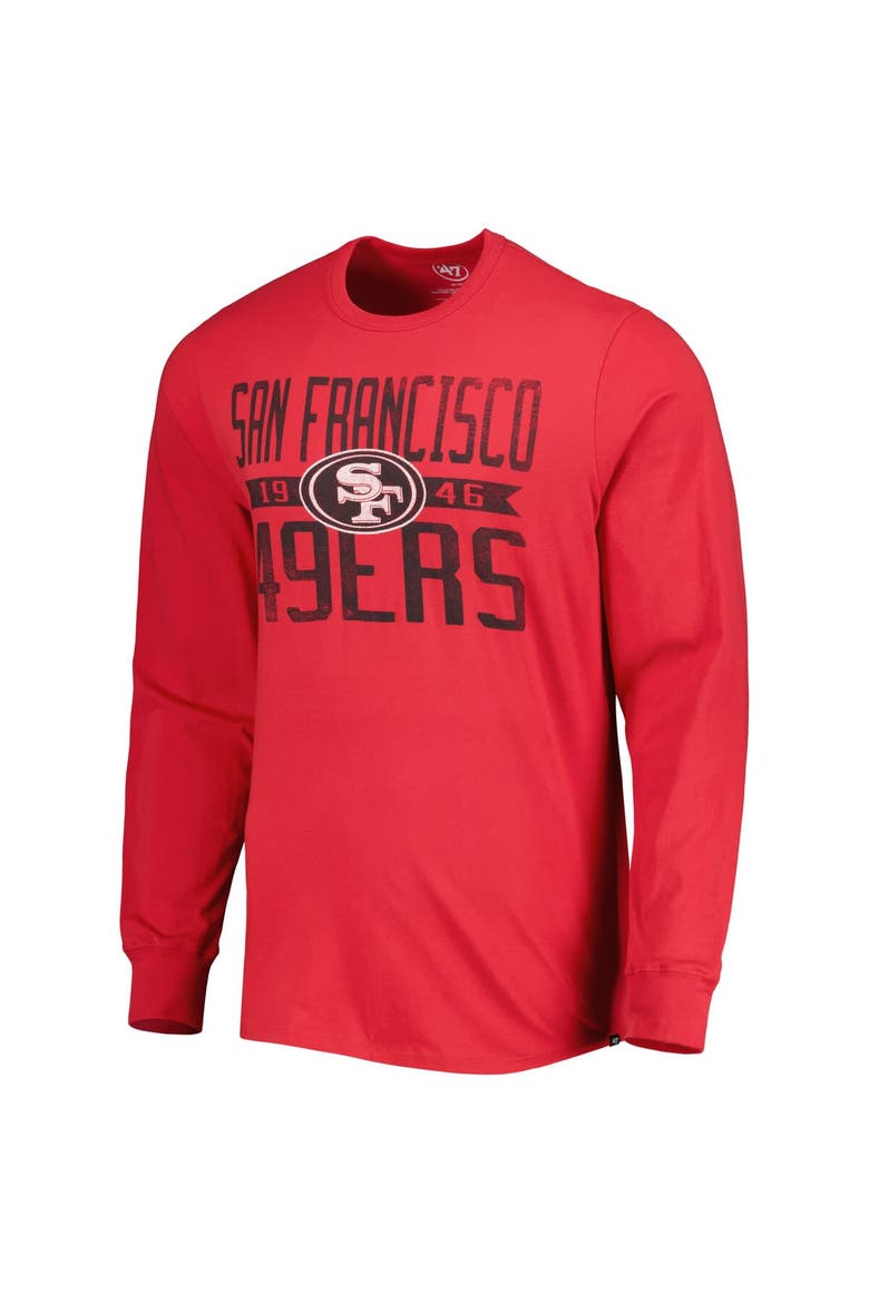 Men's '47 Scarlet San Francisco 49ers Brand Wide Out Franklin Long Sleeve T-Shirt, Alternate, color, Scarlet