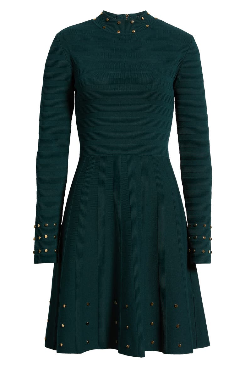Stud Ottoman Long Sleeve Sweater Dress, Alternate, color, HUN