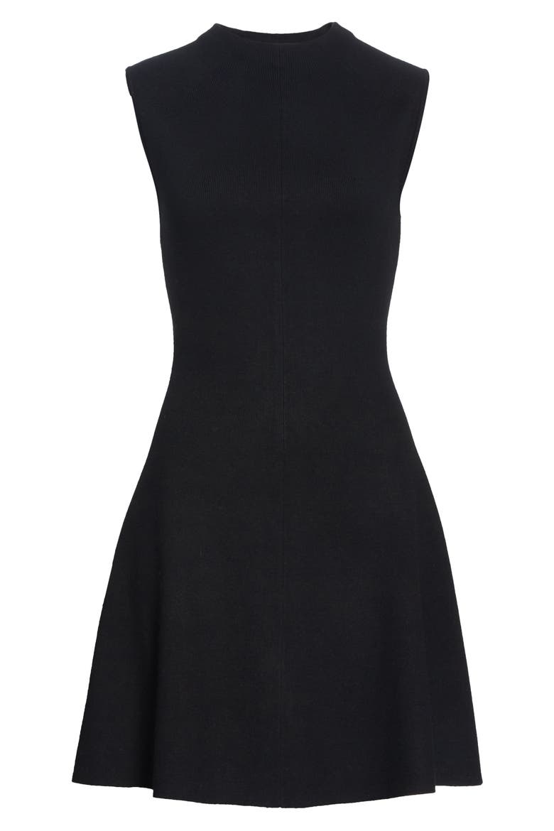 Kaytee Funnel Neck Fit & Flare Sweater Dress, Alternate, color, BLACK