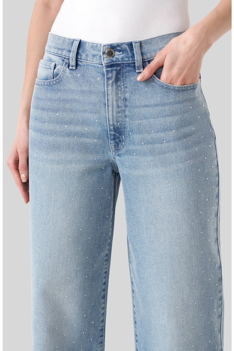 Crystal Embellished Wide Leg Jeans, Alternate, color, LIGHT WASH