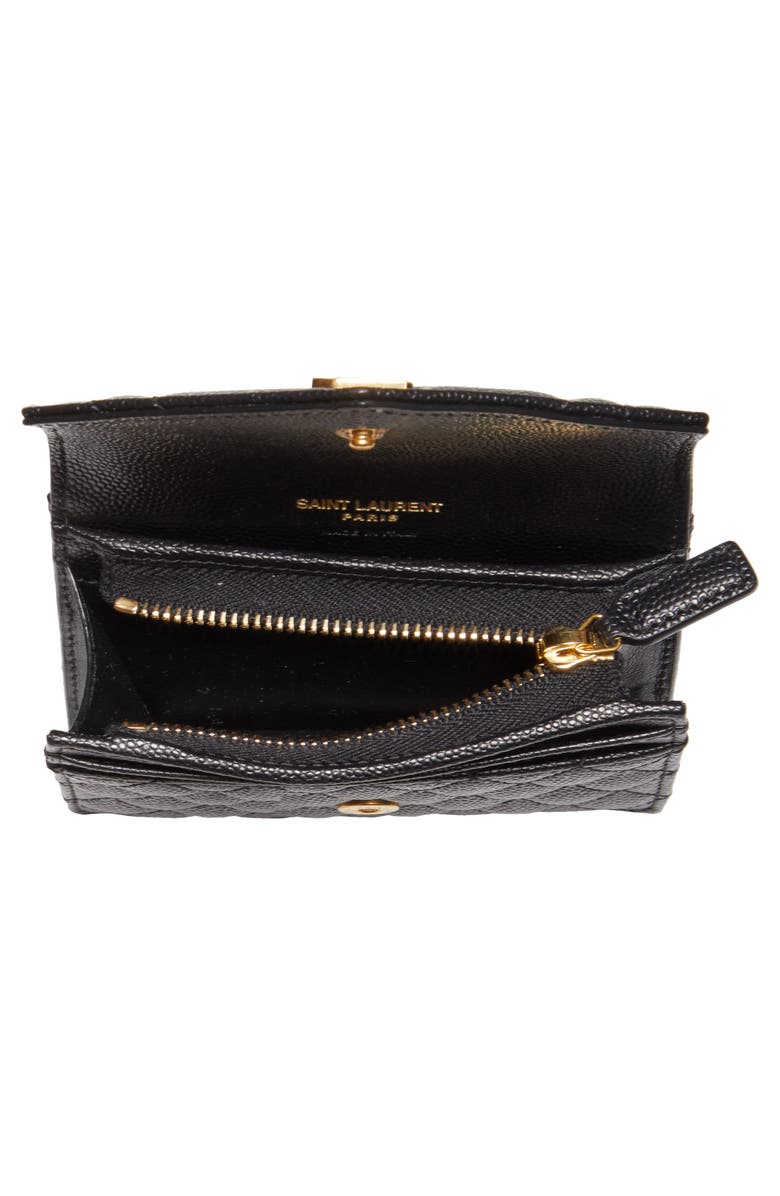 Saint Laurent Monogram Pebbled Leather Envelope Card Case, Alternate, color,