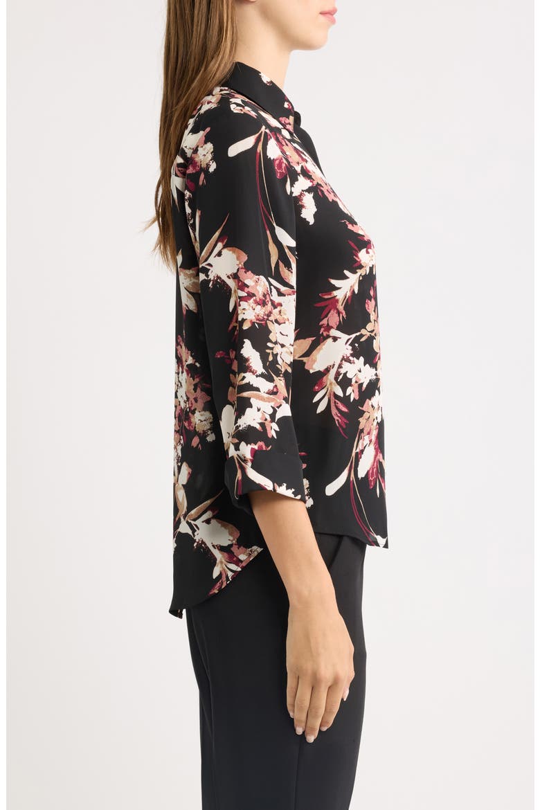 Roll Tab Woven Top, Alternate, color, ANNE BLACK MULTI