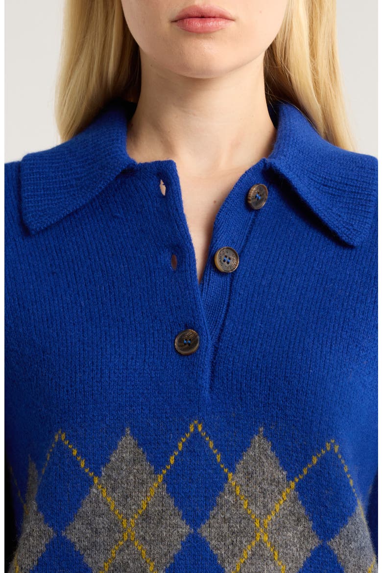 Saskia Wool Rugby Sweater, Alternate, color, COBALT