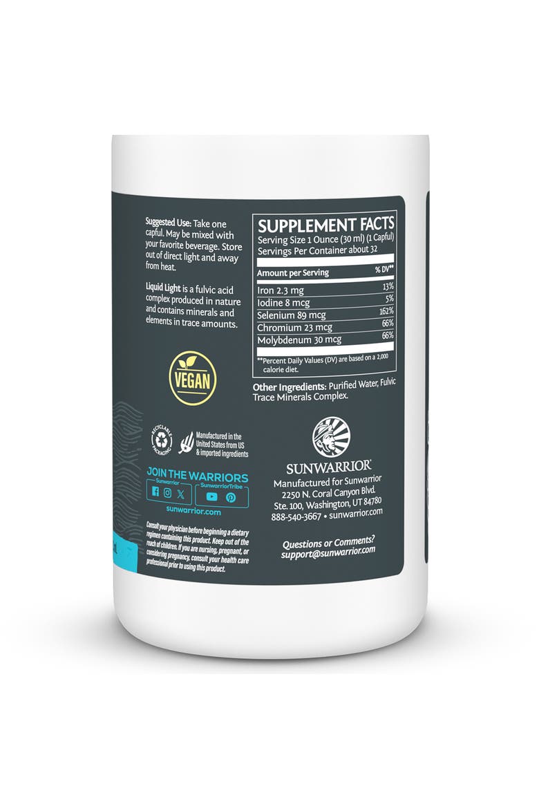 Liquid Light Fulvic Acid Trace Mineral Liquid Complex, Vegan, 32 fl oz, Alternate, color, No Color