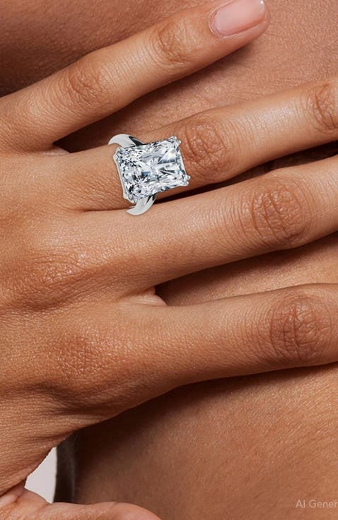 Certified 11Ct Radiant Cut Diamond Engagement Ring 14k Gold Lab Grown