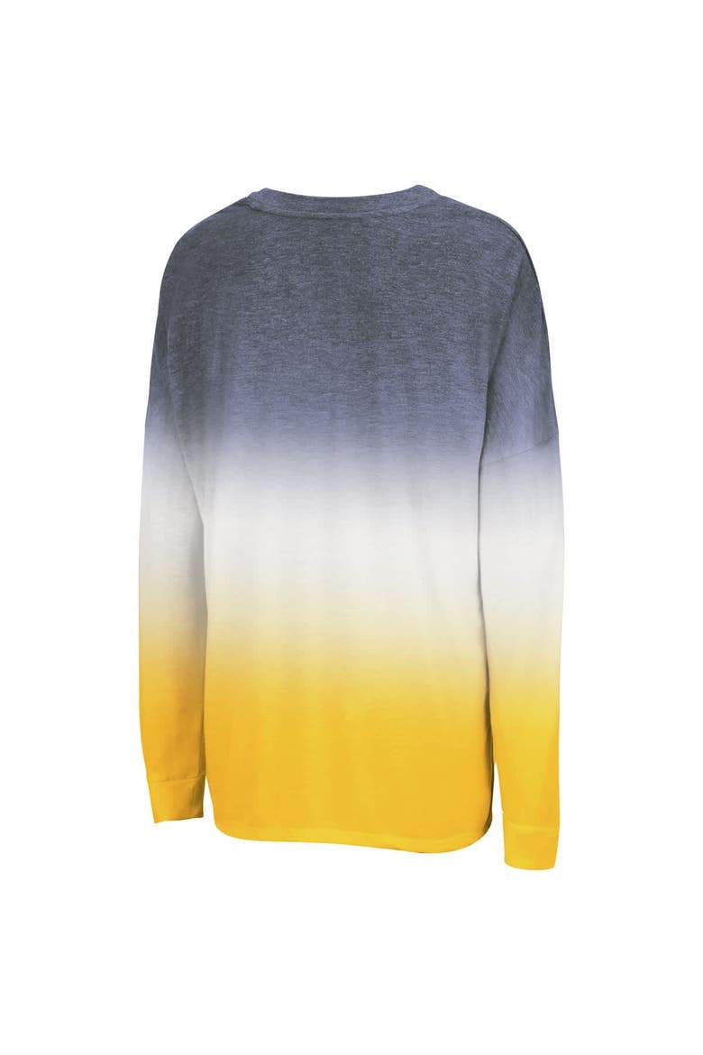 Women's Colosseum Navy West Virginia Mountaineers Winkle Dip Dye Long Sleeve T-Shirt, Alternate, color, Navy