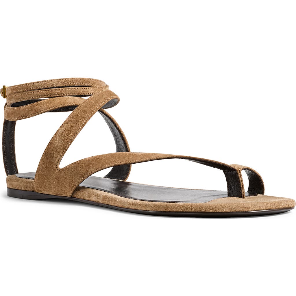 Khaite 10mm Aimee Suede Thong Sandals In Brown
