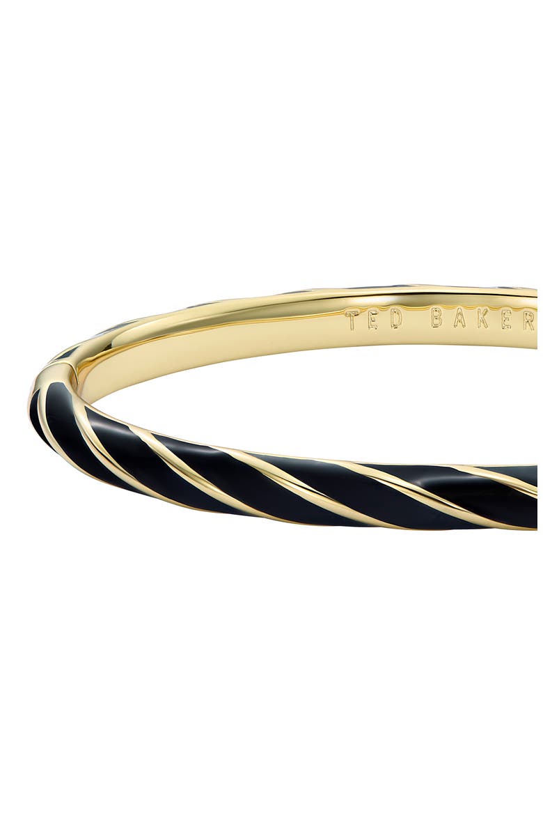 Trinity Twist Enamel Hinged Bangle, Alternate, color, GOLD TONE BLACK