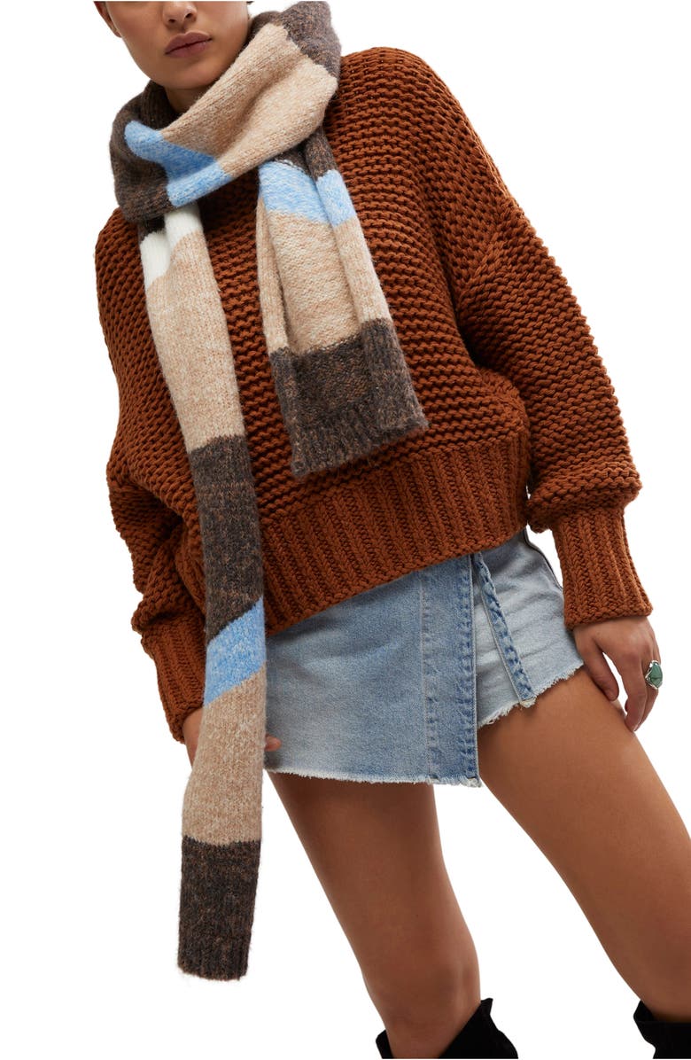 Free People Carina Swirl Colorblock Scarf, Main, color, Tan