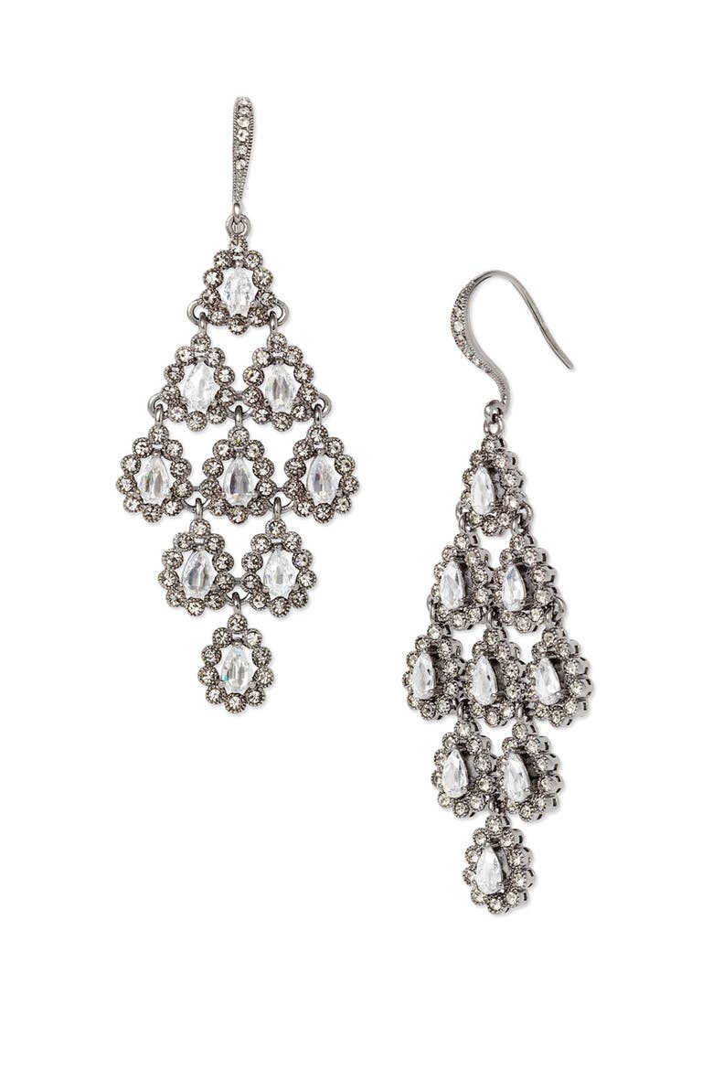 Tiered Chandelier Earrings, Main, color, HEMATITE
