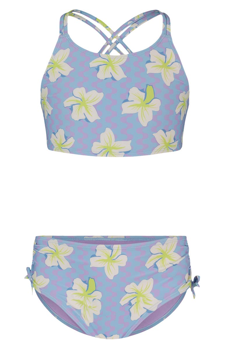 Roxy Kids' Party Waves 2-Piece Swimsuit, Main, color, Crocus Petal