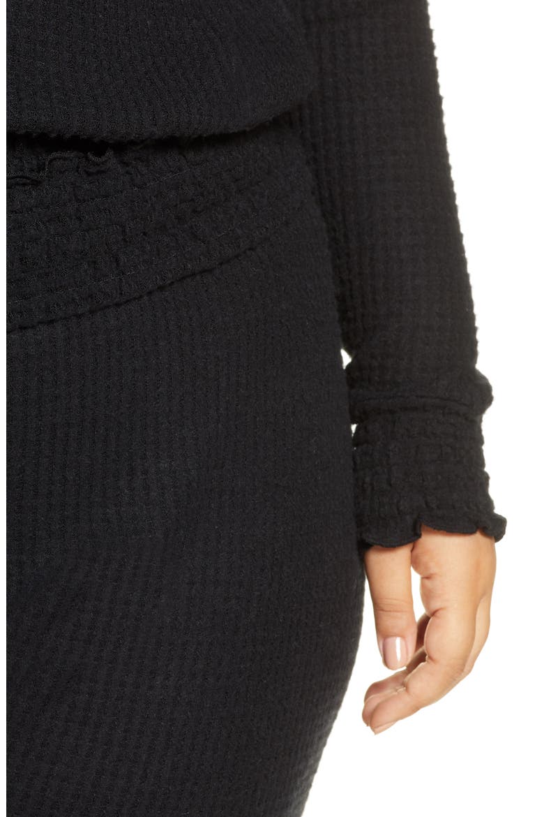 Smocked Thermal Jogger Pants, Alternate, color, BLACK