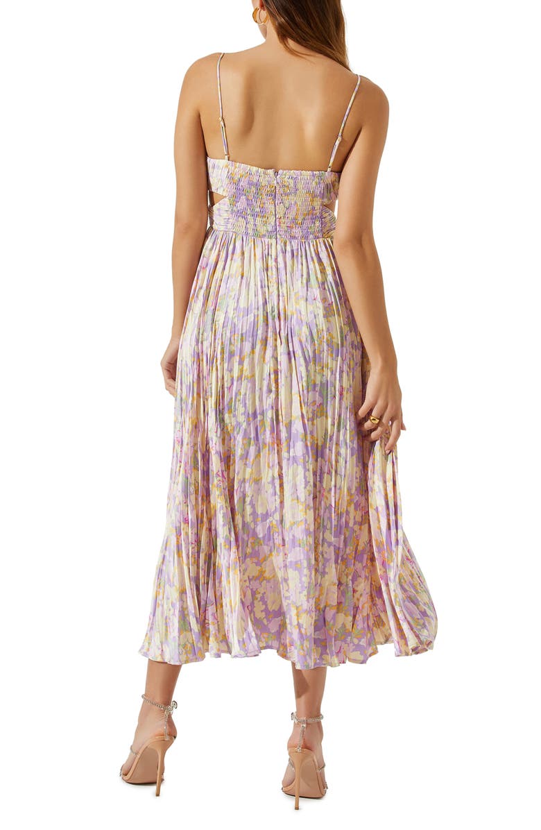 ASTR the Label Floral Plissé Crossover Cutout Midi Dress, Alternate, color, 