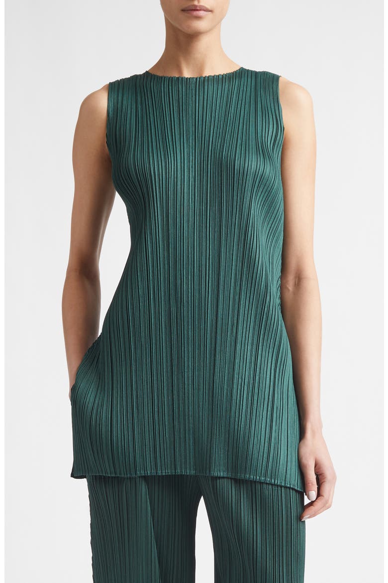 Monthly Colors March Pleated Tunic Top, Main, color, DARK GREEN