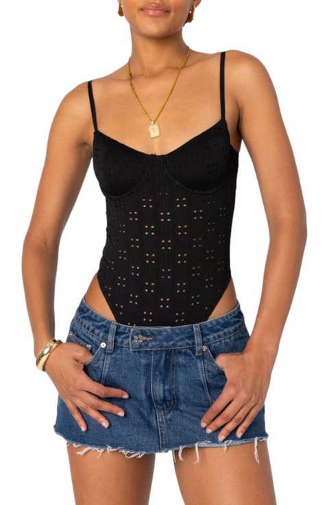 Raven Eyelet Embroidered Bodysuit