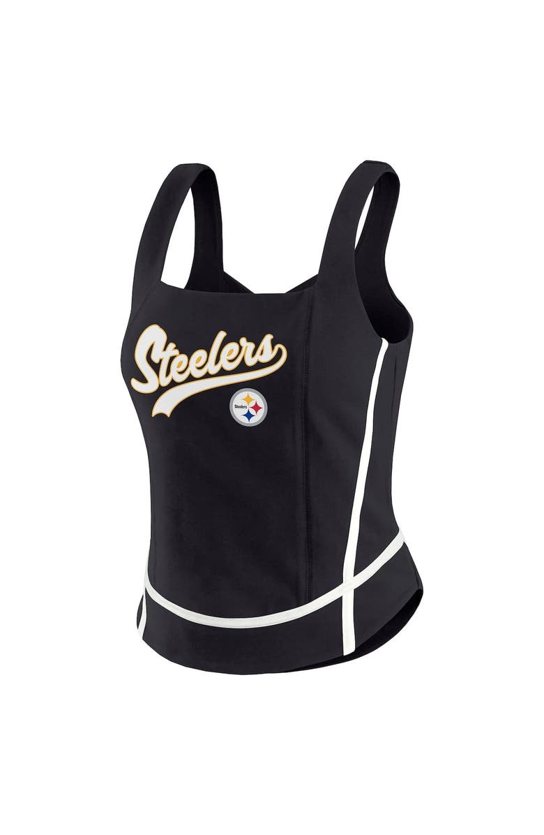 WEAR by Erin Andrews Women's WEAR by Erin Andrews Black Pittsburgh Steelers Square Neck Tank Top, Alternate, color, Black