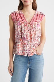 CITY BLUES Paisley Print Sleeveless Peplum Shirt