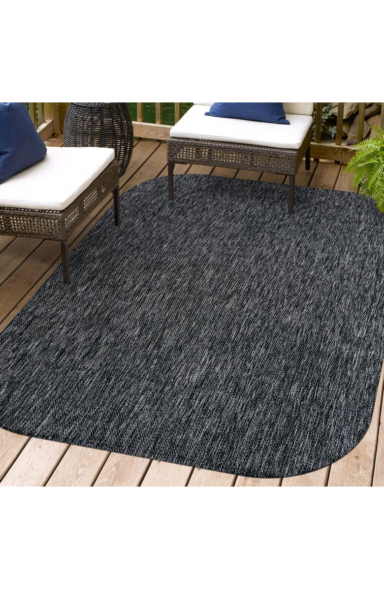 JONATHAN Y Miles Modern Minimalist Radius Corner Solid Indoor/Outdoor Shaped Area Rug, Alternate, color, Dark Gray