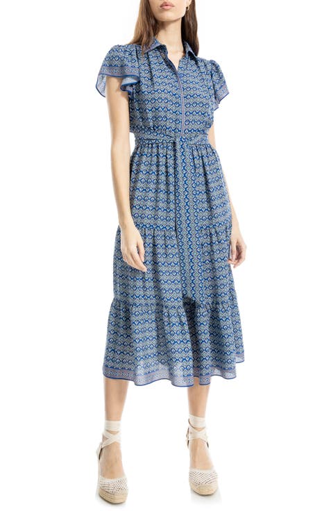 Floral Tie Front Shirtdress